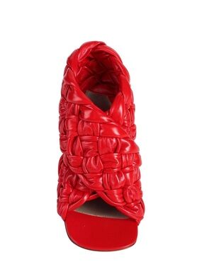 Bottega Veneta Red Woven Leather Open-Toe Mule